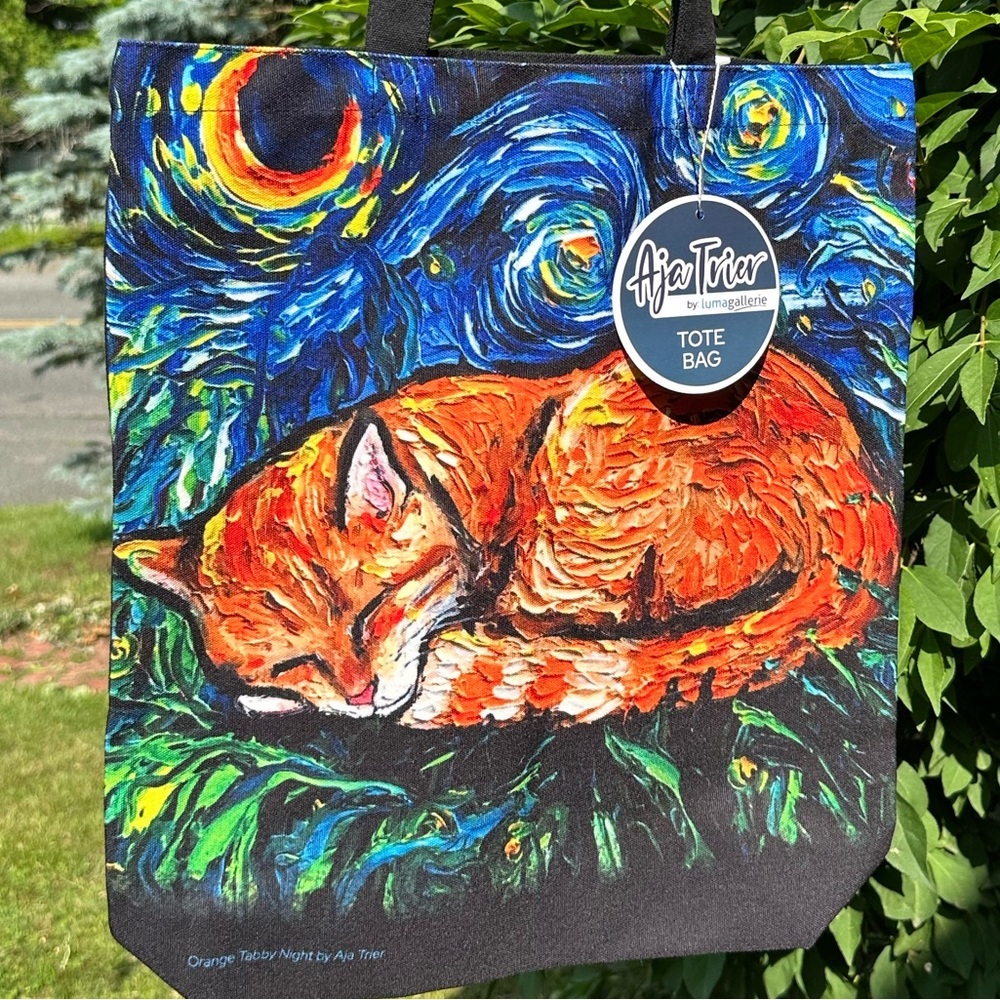 Starry Night Orange Cat Tote Bag - NWT